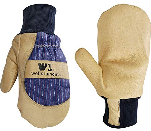Wells Lamont Men's Leather Palm Thinsulate Winter Mittens, Beige, Medium (5135M)
