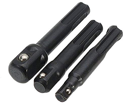 EsportsMJJ 3Pcs Socket Impact Driver Adapter SDS Plus Shank 1/4 3/8 1/2 Inch Power Extension Drill Bit Bar