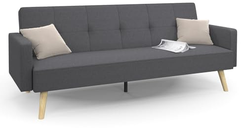 IDMarket - Canapé Droit scandinave 3 Places Convertible Lars Gris