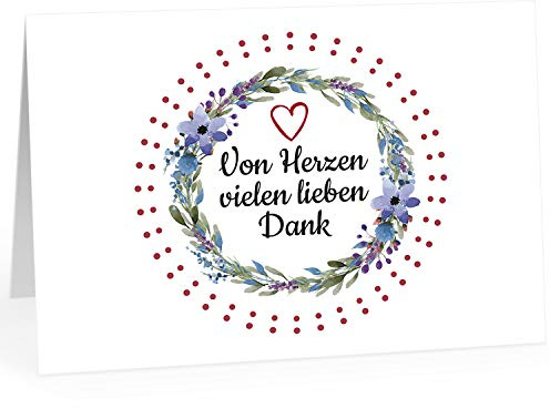 XXL Dankeskarte (A4) | Von Herzen vielen lieben Dank | mit Umschlag | edle und hochwertige Klappkarte | Als Dankeschön | Große Karte um Danke zu sagen | Maxi Danksagung | Karte | Überformat