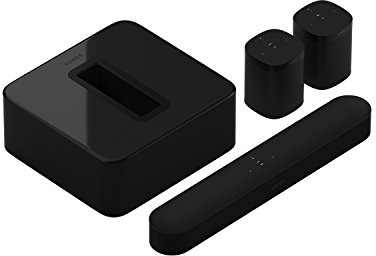 Sonos Beam Barre de son Wi-Fi Haut-parleur | Kit home cinéma (5.1 | Beam + Sub + 2 x One, noir)