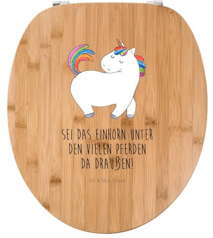 Mr. & Mrs. Panda Motiv WC Sitz Einhorn Stolzieren - Geschenk, Klobrille, bunt, anders, Einhörner, Toilettendeckel, WC-Sitz, Toilette, Reiten,