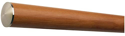 Corrimano Kambala Iroko pronto per il montaggio, laccato, Ø 42 mm, con terminali in acciaio inox montati, senza supporto, lunghezza: 800 mm/80 cm/0,8 m, estremità: tappo leggermente bombato in acciaio