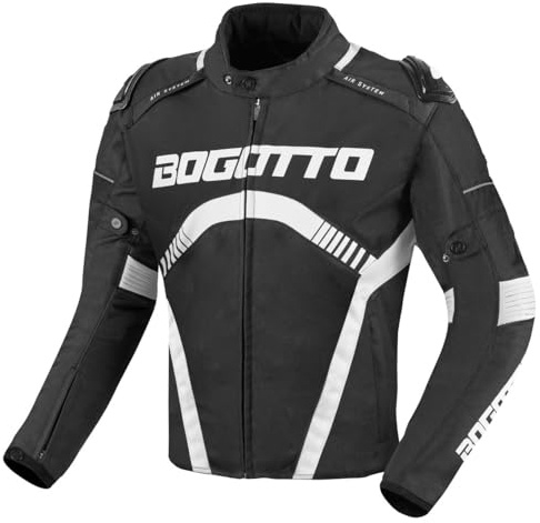 Bogotto Boomerang Wasserdichte Motorrad Textil Jacke, schwarz/weiß, S
