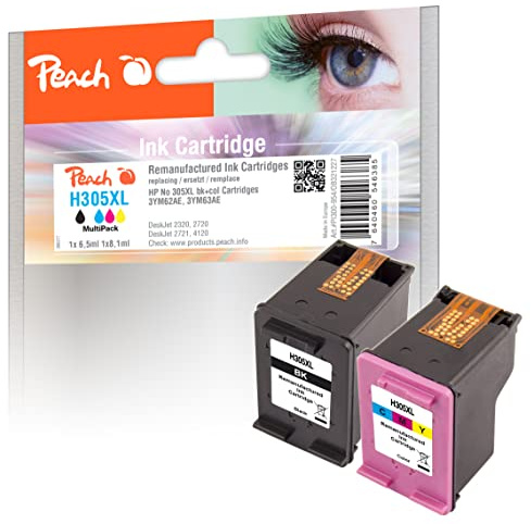 Peach H305/307 Spar Pack Druckköpfe XL (BK, C) ersetzt HP No. 305XL, 6ZA94AE für z.B. HP Envy 6010, HP Envy 6030, HP DeskJet Plus 4122 e, HP Envy 6030 e, HP DeskJet 2721 e, HP DeskJet 2710