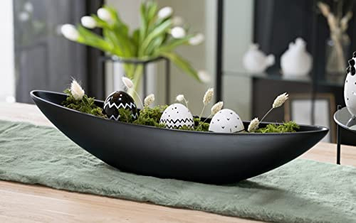 Dekoleidenschaft Dekoschale Modern in schwarz, 63 cm lang, universell einsetzbar als Pflanzschale, Snackschale, Kerzenleiste, Obstschale, Schmuckschale