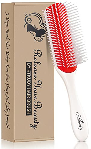 KTKUDY - Cepillo de 9 filas para desenredar y definir cabello ondulado, rizado o rizado – Cepillo de secado, peinado y acabado para dar forma y separar rizos