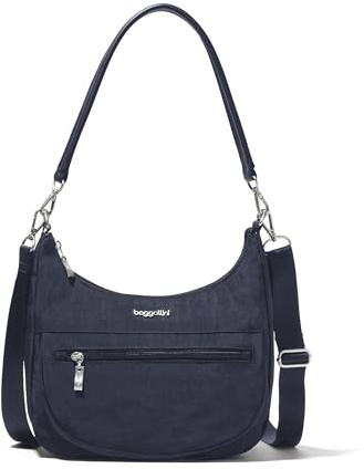 Baggallini Modern Pocket Half Moon 11x10.5 Shoulder for Women W/Replaceable Straps Converts to Crossbody Bag, Bolso de Media Luna para Mujer, Azul Marino, Women's