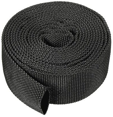 PATIKIL 0.9 Dia 10FT Nylon Protective Hose Sleeve, Cable Cover Sheath Protection for Welding Tig Torch Hydraulic Hose, Black