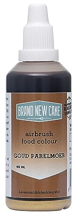 BrandNewCake® Airbrush Lebensmittelfarbe Gold Perlmutt 60ml - Essbare Lebensmittelfarbe - Perfekt für Kuchen Dekoration und Backen