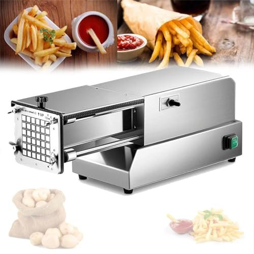 DPDZSW Coupe-Pommes de Terre électrique,Râpe à Légumes électrique,Coupe-Frites de Commerciale,Coupe-Frites Professionnel,Machine à Frites électrique pour Pommes Carottes Oignon,10mm
