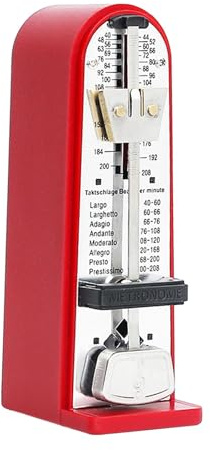 Fonowx Mechanisches Metronom, Universal-Metronom, praktischer Metall-lauter Klang für Saxophon, Gitarre, Klavier, Ukulele, Rot