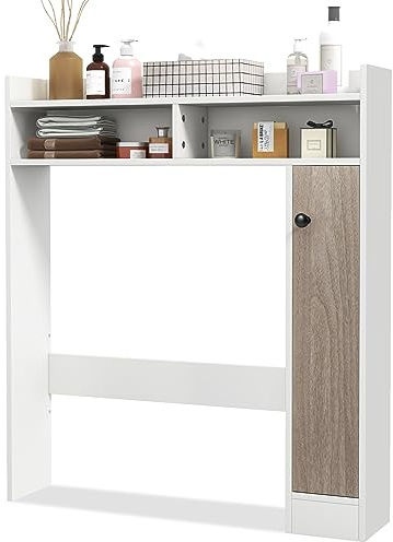 LIFEZEAL Meuble WC avec Rangement pour Salle de Bain | Armoire au-dessus Toilettes, Petit Meuble de Rangement avec Rangement Fermé et Gain de Place, 88 x 18 x 100 cm, Noir