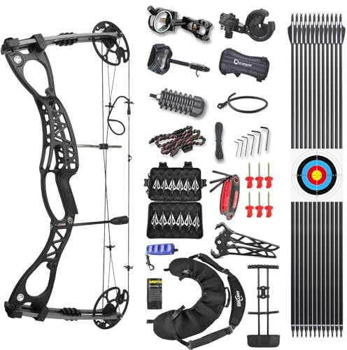 Generic Compound Bow Set for Adults & Youth, Right & Left Hand, 0-70 LBS Draw Weight, 18-30 Draw Length, Hunting Bow with Accessories