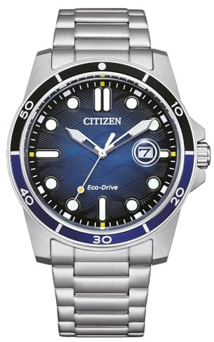CITIZEN Orologio analogico al quarzo da uomo con cinturino in acciaio inox AW1810-85L, Blu, Bracciale