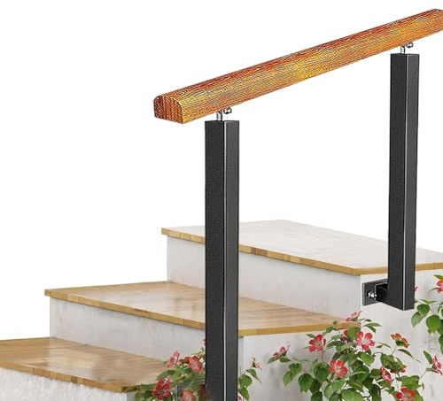 Montanti per Scale in Legno - Regolabili a 270°, Ringhiere per Corrimano con Kit di Installazione, Ringhiere per Scale Ponte in Ferro Battuto, Corrimano per Scale per Interni ed Esterni 2-3 Gradini (