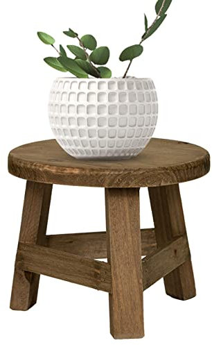 Wood Planter Stand - Round Wooden Stool for Plant Pot Display | Decorative Garden Stand for Home Patio, 17.8×17.8×15 CM