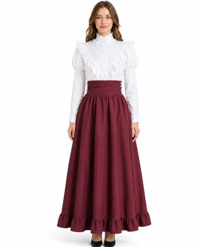 CR ROLECOS Viktorianisches Kleid Damen Renaissance 2-teiliges Set Mittelalte mit Taschen