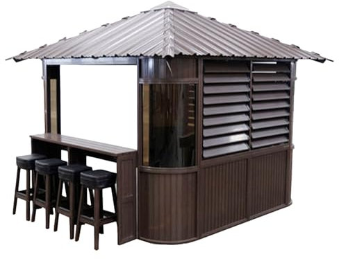 CANADIAN SPA CO. Fraser freistehender Pool Pavillon in Braun, HotTub Pavillon mit Bar, Lamellenfenster und Dachfenster