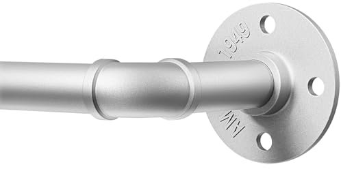 DEFYNEE Gardinenstange Silber, 80 bis 120 cm Industrial Vorhangstange Deckenmontage, 25mm Durchmesser, ausziehbare Gardinenstange für Terrasse, Glasschiebetür, Wohnzimmer