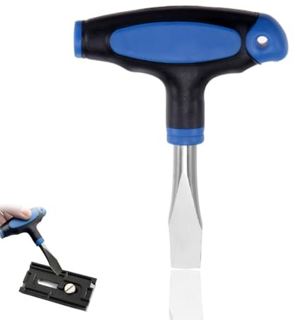 T-Handle Flat Head Screwdriver 12MM Slotted Screwdriver with Ergonomic Plastic Handle for Film Sets Easy to Use (Blue Black)