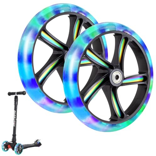 BORDEAG Leuchtende LED-Räder 2 Stück 200mm Schwarz Aluminiumlegierung Scooter