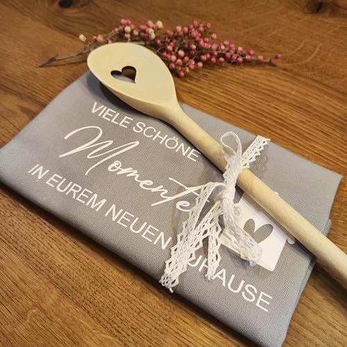 Generisch Geschenkset zum Einzug: Geschirrtuch & Kochlöffel – 100 % Baumwolle, Premium Qualität – Einzugsgeschenk für Neue Wohnung – Einweihungsgeschenk - in EUREM neuen Zuhause