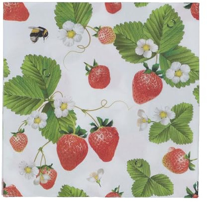 Gisela Graham Strawberry Flowers Paper Napkins - 20 Pack