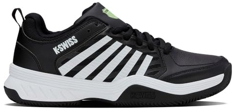 K-Swiss Men's Court Express 2 Clay Tennis Shoe, Black/White/Soft Neon Green, 9 UK
