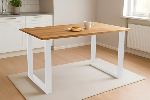 SAM Esstisch Salvador 180x90 cm Eiche Baumkante U-Gestell weiß