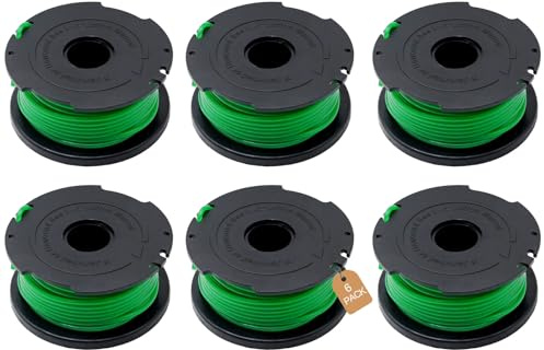 TUAKIMCE 6 Pack A6482 Trimmer Spool Lines, Green Strimmer Spool Line Compatible with Black & Decker GL7033 GL9035 GL8033 String Trimmers