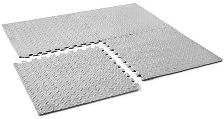Phoenix Fitness 60x60cm Interlocking Gym Flooring - Non-Slip Soft EVA Foam Floor Mats - Heavy-Duty Protective Flooring Tiles for Garage, Kids Room & Exercise - Black/Grey
