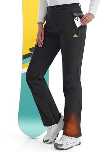 IGOLUMON Snow Ski Pants Womens Waterproof Fleece Lined Pants Winter Insulated Softshell for Hiking Snowboard Outdoor