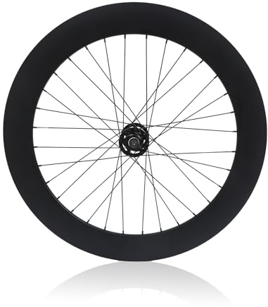 Paire De Roues pour Vélo À Pignon Fixe 700C Hauteur 70mm Alliage D'aluminium Vélo De Piste Roues Avant Et Arrière 100/120mm Frein V-Brake Moyeux À Roulements(Front)