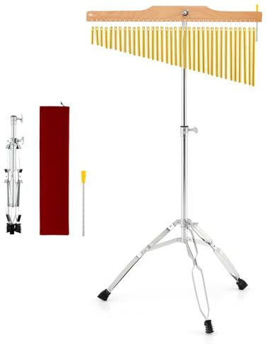 KOMFOTTEU Carillón de Viento de 36 Barras, Campana Musical de Aluminio con Trípode Ajustable, Campana Tubular con Palo y Bolsa de Transporte, Instrumento de Percusión, Bar Chimes para Principiantes