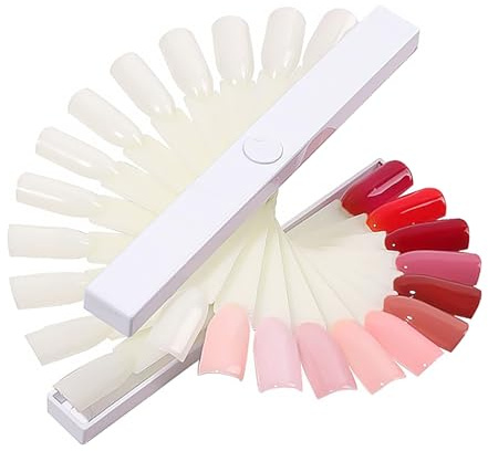Présentoir à Vernis à Ongles Forme Éventail en Plastique Blanc, 1 Set | Carte D’entraînement Manucure, Facile à Montrer les Couleurs, Finition Soignée, Usage Professionnel et Bureau