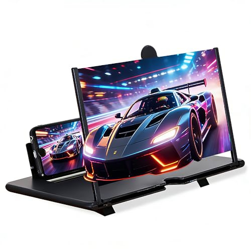 Pantalla de aumento de teléfono móvil TGKYK de 16 pulgadas, 3D HD, lupa antiluz azul, lupa de pantalla para teléfono móvil, ampliación de pantalla extensible para películas y vídeo (negro)