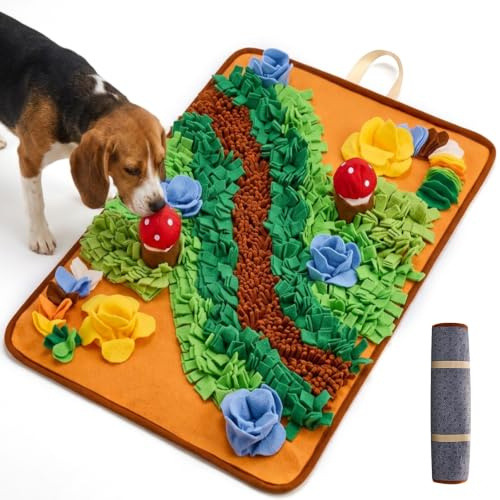 Avont Snuffle Mat for Dogs, Extra-Large 76x54 cm Slow Feeder | Includes Squeaky Mushrooms | Non-slip Base | Machine Washable | Foraging Pad | All Breeds