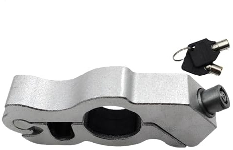 Motorrad Bremsschloss Motorrad Universal Lenker Schloss Roller Fahrrad Fahrer Elektrische Auto Anti-diebstahl Tragbare Griff Bremse Motorrad Schlossketten(Silvery)