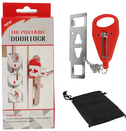 Cerradura portátil para puertas, Pestillo sin agujeros, fácil instalación seguridad, Bloqueo antirrobo para viajes, hoteles, apartamento o casa, Diseño compacto, ligero y herramienta sin tornillos