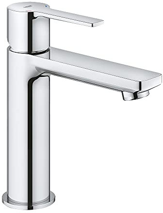 GROHE Lineare, Waschtischarmatur, wassersparend (Wasserhahn für das Bad, Badarmatur mit Pop-Up Ablauf, 18cm hoch, langlebige Oberfläche, einfache Installation am Waschbecken), chrom, 23106001