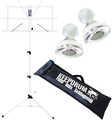 keepdrum MUS2WH Notenstaender Weiss + Tasche + 2 Magnete