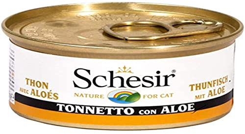 Schesir Cat Jelly Thunfisch mit Aloe Vera , Katzenfutter nass in Gelee, 24 Dosen x 85 g