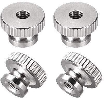 sourcing map 4Stk. Gerändelte Daumennüsse M4 Runde Knöpfe mit Kragen 304 Edelstahl