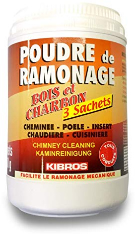 Kibros Lot 3 pots poudre ramonage chimique sachets 250 g cheminée chaudière | Pour cheminées, chaudières, poêles et cuisinières, bois et charbon, 3 sachets de 250 g par pot.