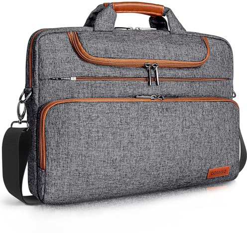 DOMISO Sacoche Ordinateur 15.6 Pouces Imperméable Antichoc Pochette PC Portable Sac à Bandoulière Homme pour Lenovo IdeaPad/ThinkPad, HP Pavilion/ENVY, Dell XPS 15, MacBook Air/Pro, Gris Foncé