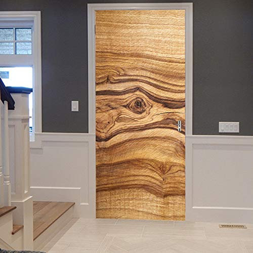 A.Monamour Türtapete Selbstklebend Türfolie Türposter 3D Olivenholz Maserung Holz Hintergrund Holz Textur Abstrakte Kunst Vinyl Folie Türdeko Tapete Wandbild Türaufkleber Türtattoo 77 x 200 cm