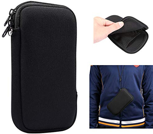 Neoprene Phone Pouch for iPhone 17/16/15/14/13/12/11 Pro,XS,X,6.1 inch Universal Cell Sleeve Mobile Bag with Zipper, Neck Lanyards Straps