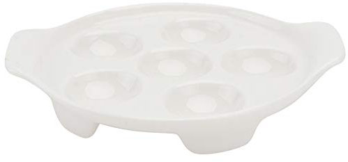 2 StüCk Schneckenpfanne Keramik Schneckenschale Schneckenteller Backform Für 6 Schnecken, Porzellan Schneckenplatte Weiß Escargot Tablett mit leicht zu Haltendem Griff - Restaurant KüChe Bbq