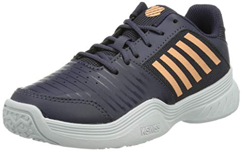 K-Swiss Chaussures de Tennis Court Express Omni - Unisexe - pour Enfant - Multicolore - Graystone Peach Nectar White, 32.5 EU